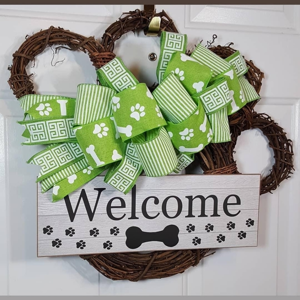 Dog Wreath, Dog‎ Paw Wreath, Grapevine Dog Wreath Dog Lovers Wreath Hand Crafted